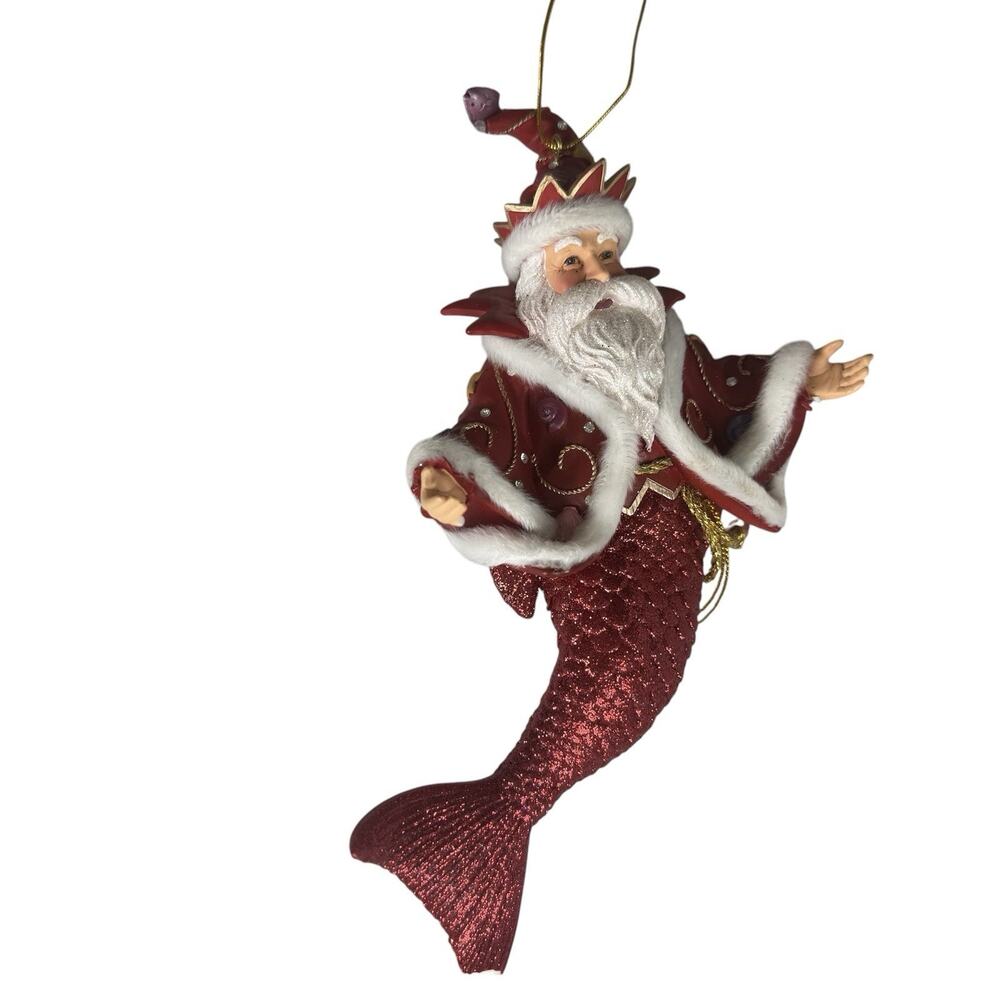 December Diamonds 2013 King Neptune Merman Ornament Red Glitter 55-90815 Fantasy